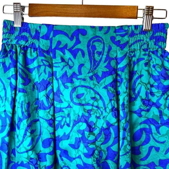 100% Silk Midi Skirt Vintage in Teal Green and Purple Size 10 - Picture 4 of 12